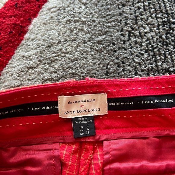 Anthropologie The Essential Slim Red Windowpane Trouser Pants - Picture 3 of 4